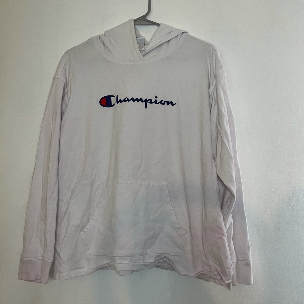 Lightweight Champion Hoodie White Long Sleeve